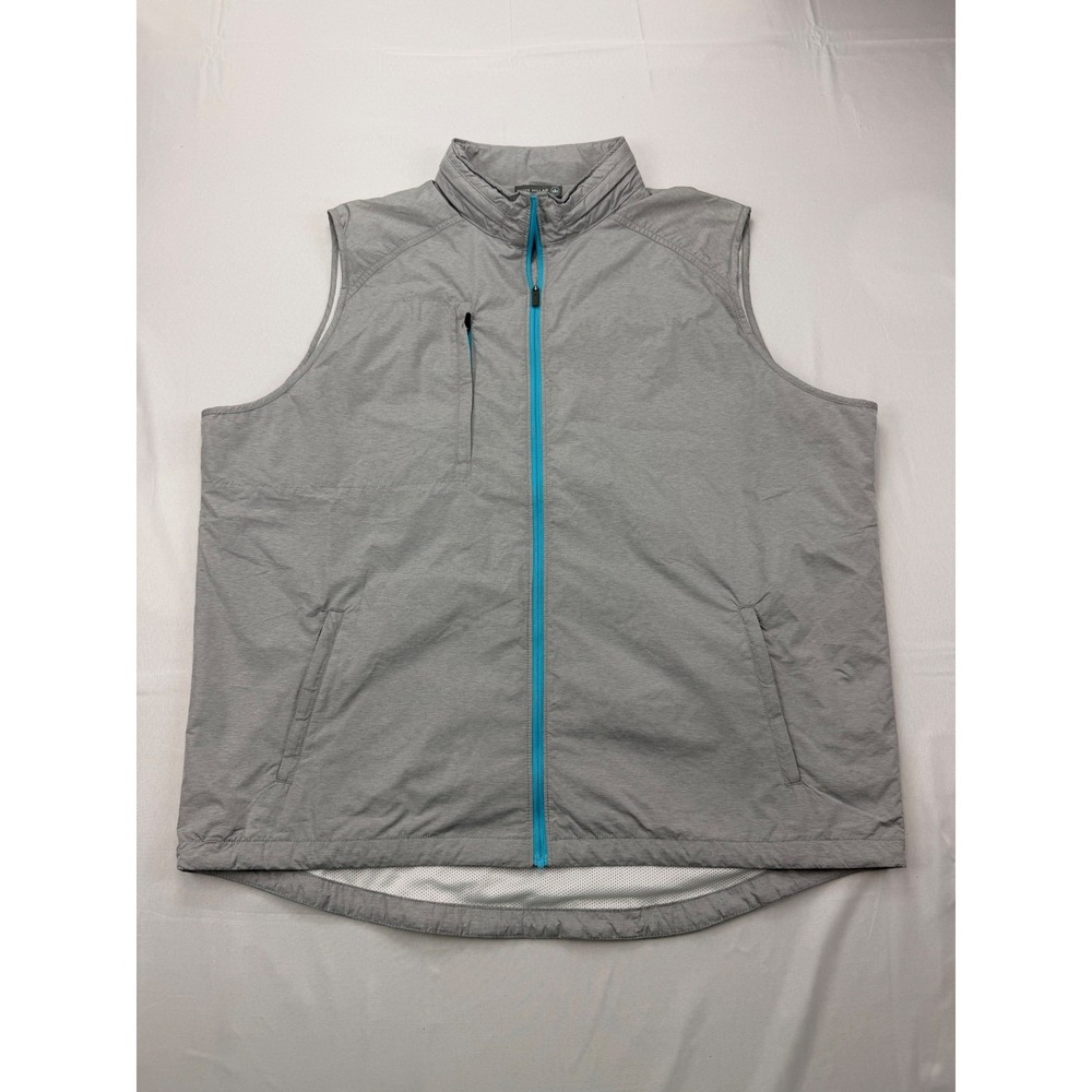 Peter Millar Vest Mens XXL Gray Crown Sport Full Zip Golf Hidden Hood